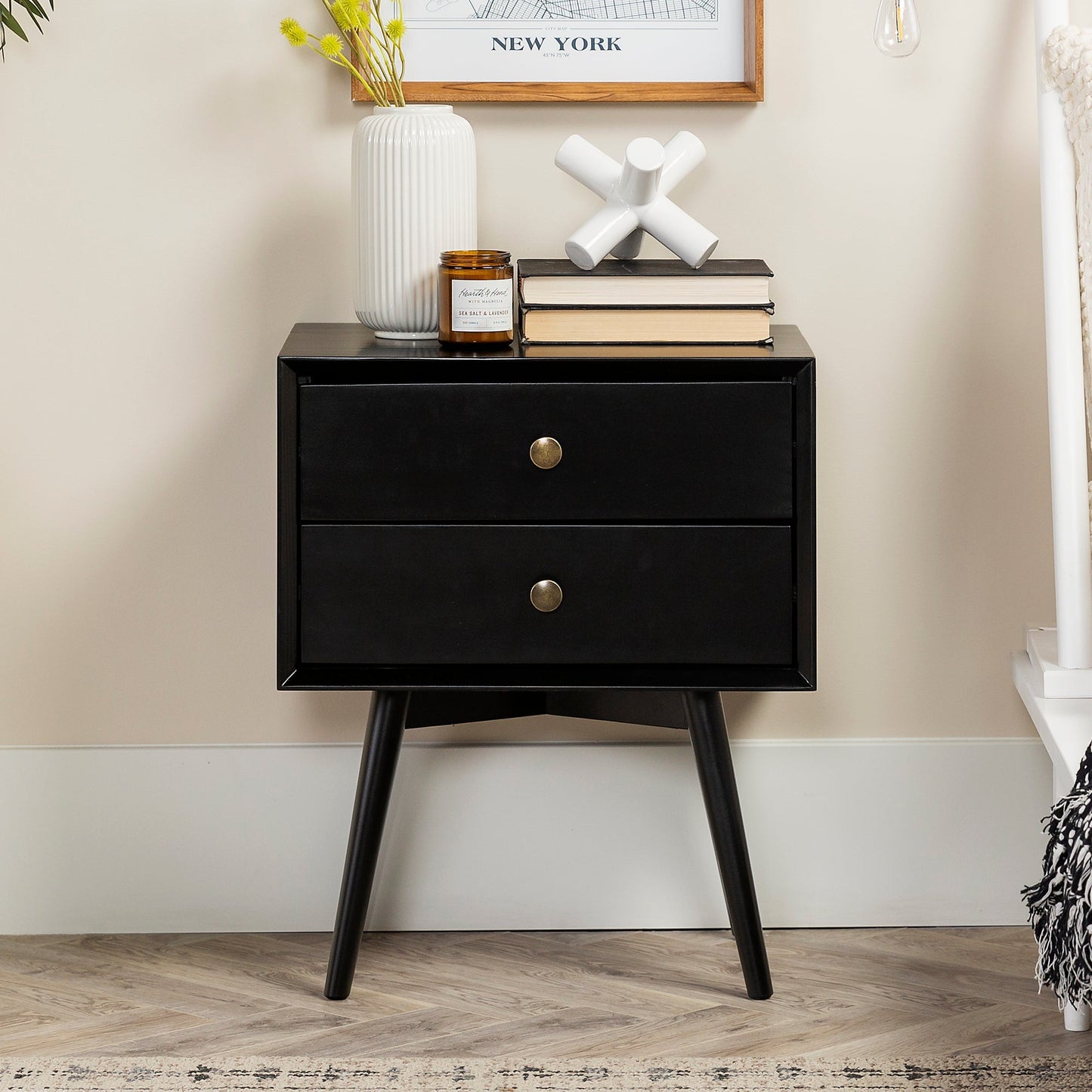 Mid-Century Solid Wood Nightstand Collection (1 or 2 Drawer)