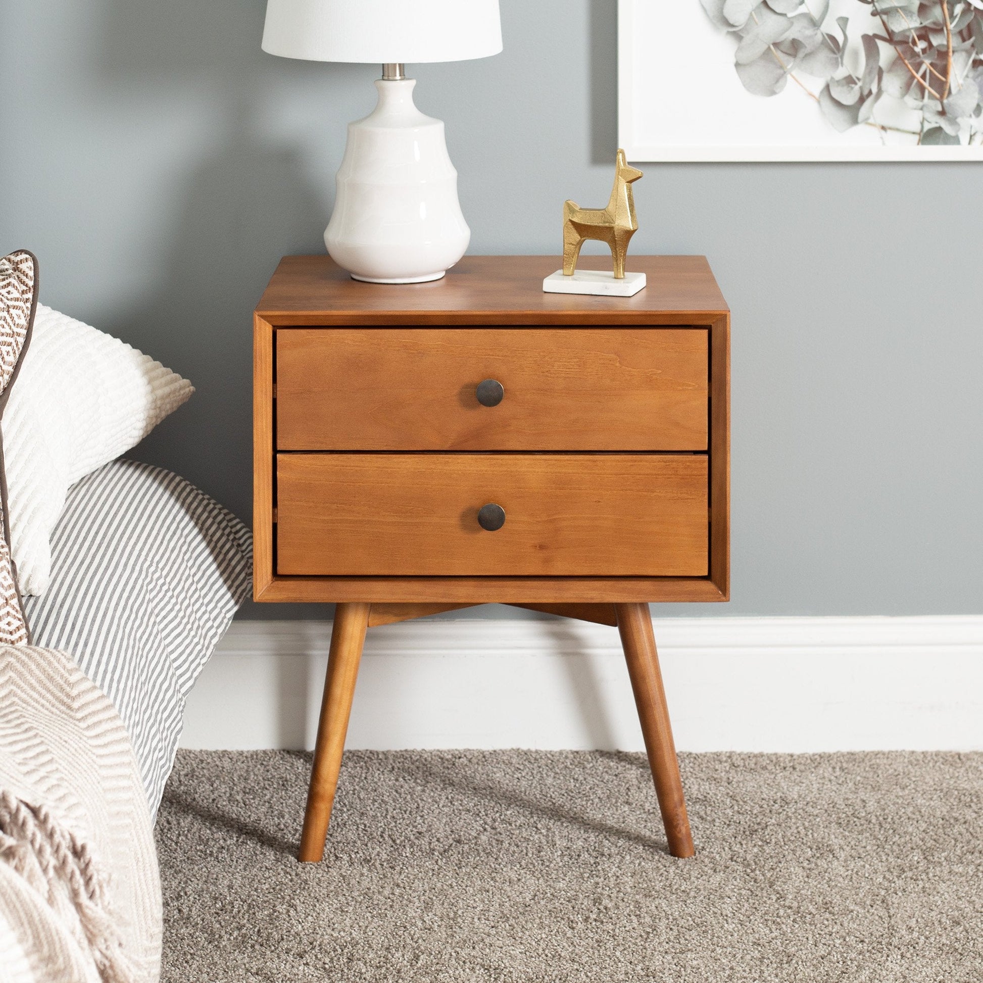 Mid-Century Solid Wood Nightstand Collection (1 or 2 Drawer)