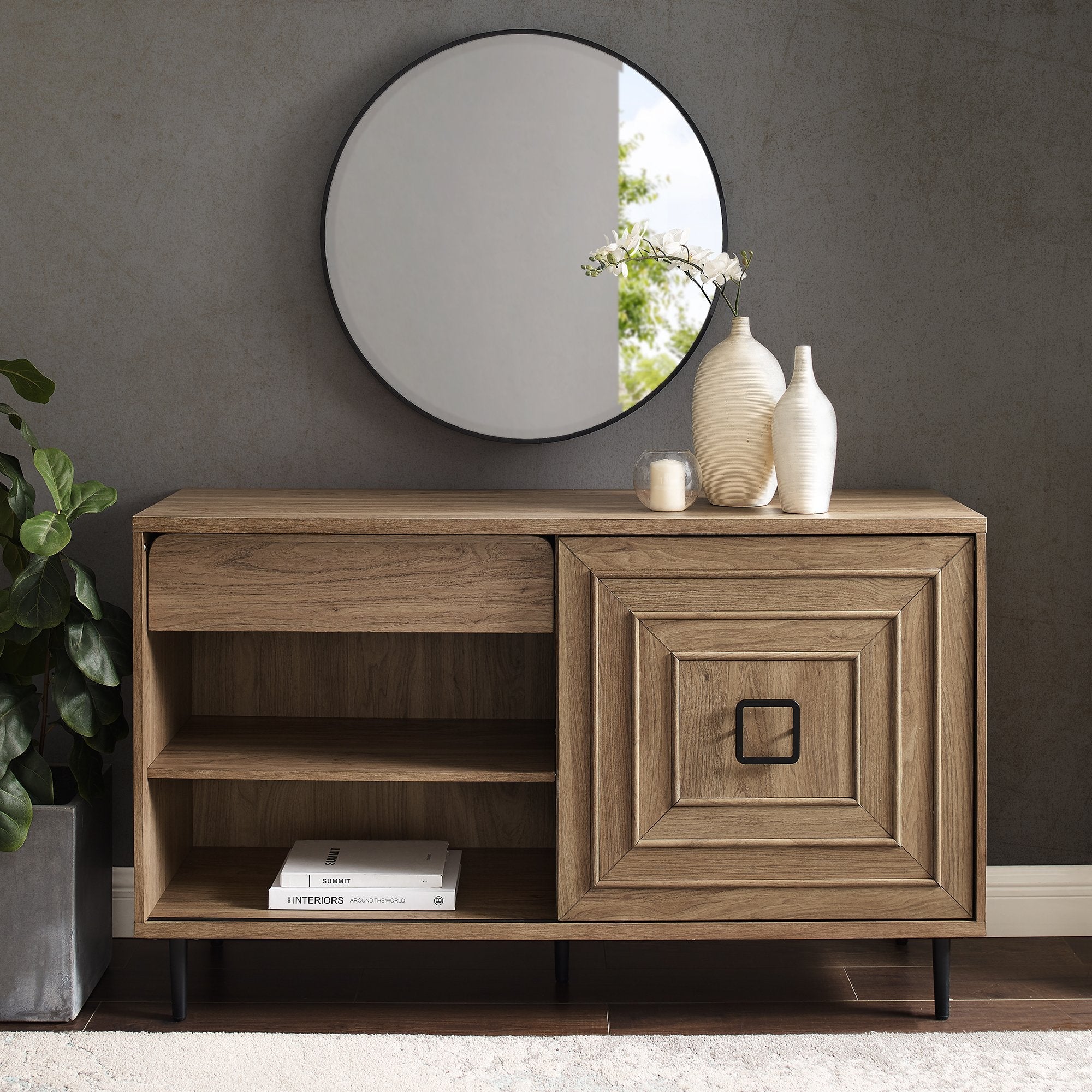 Serena Square Detail Sliding Door Sideboard