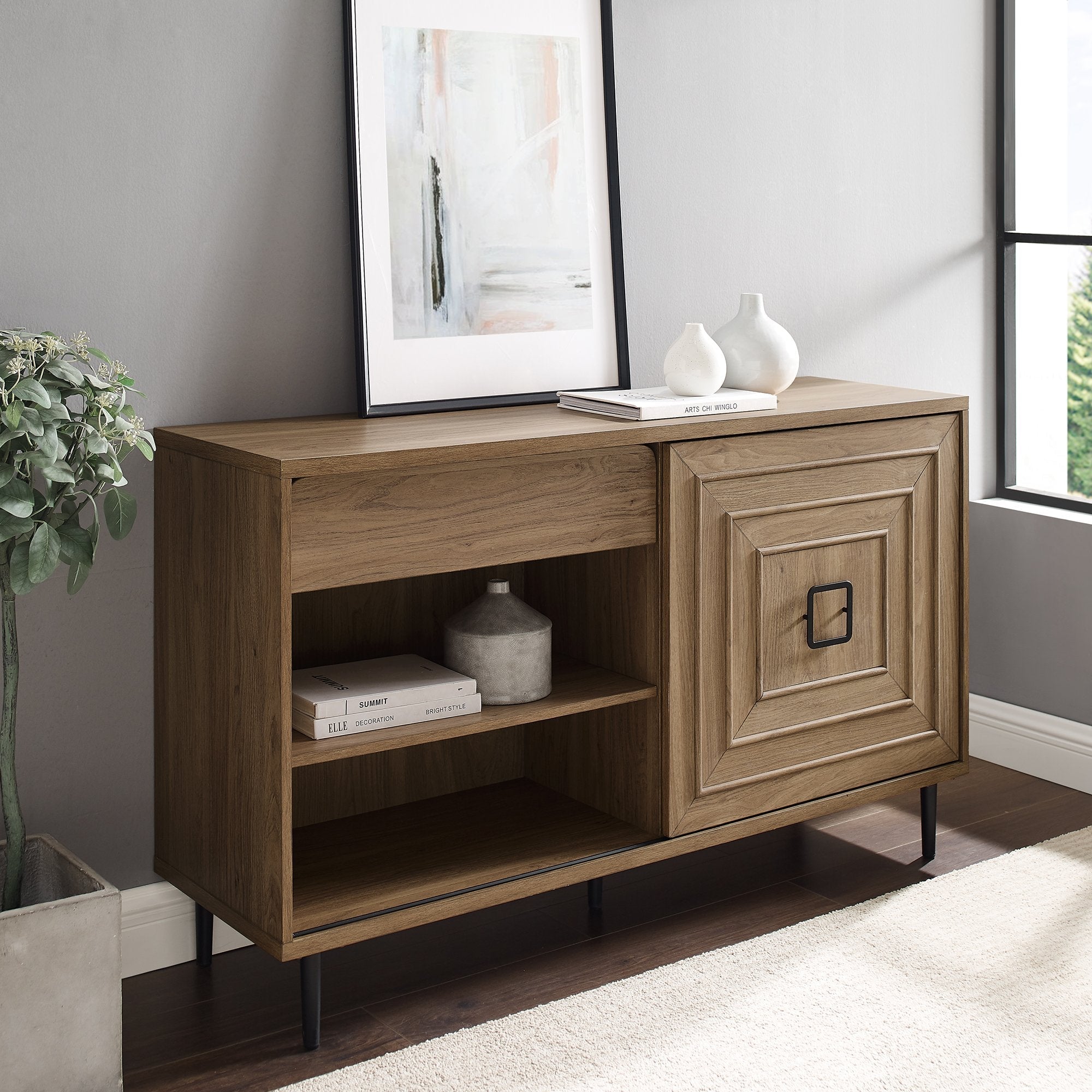 Serena Square Detail Sliding Door Sideboard