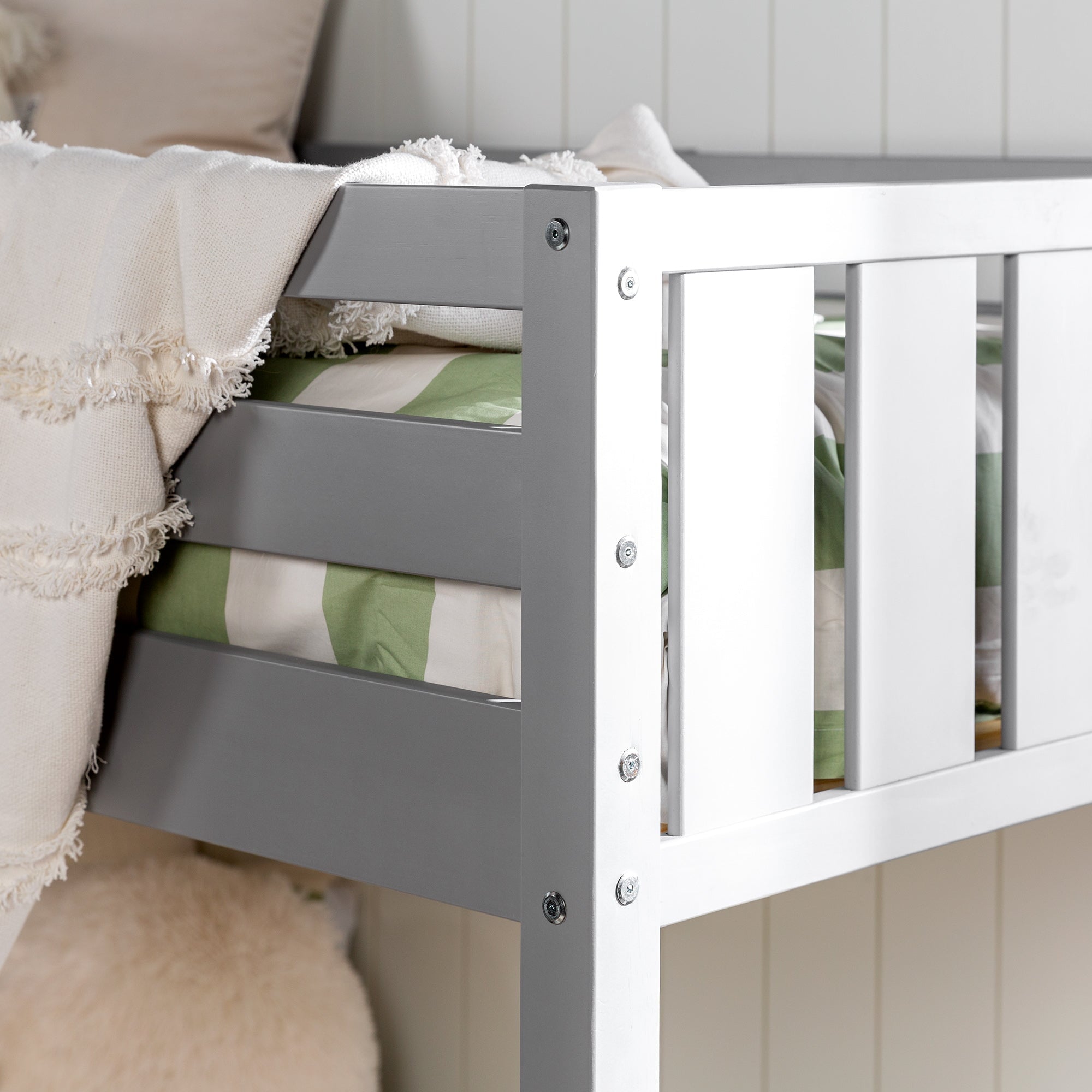 Twin Over Twin Solid Wood Slat Bunk Bed