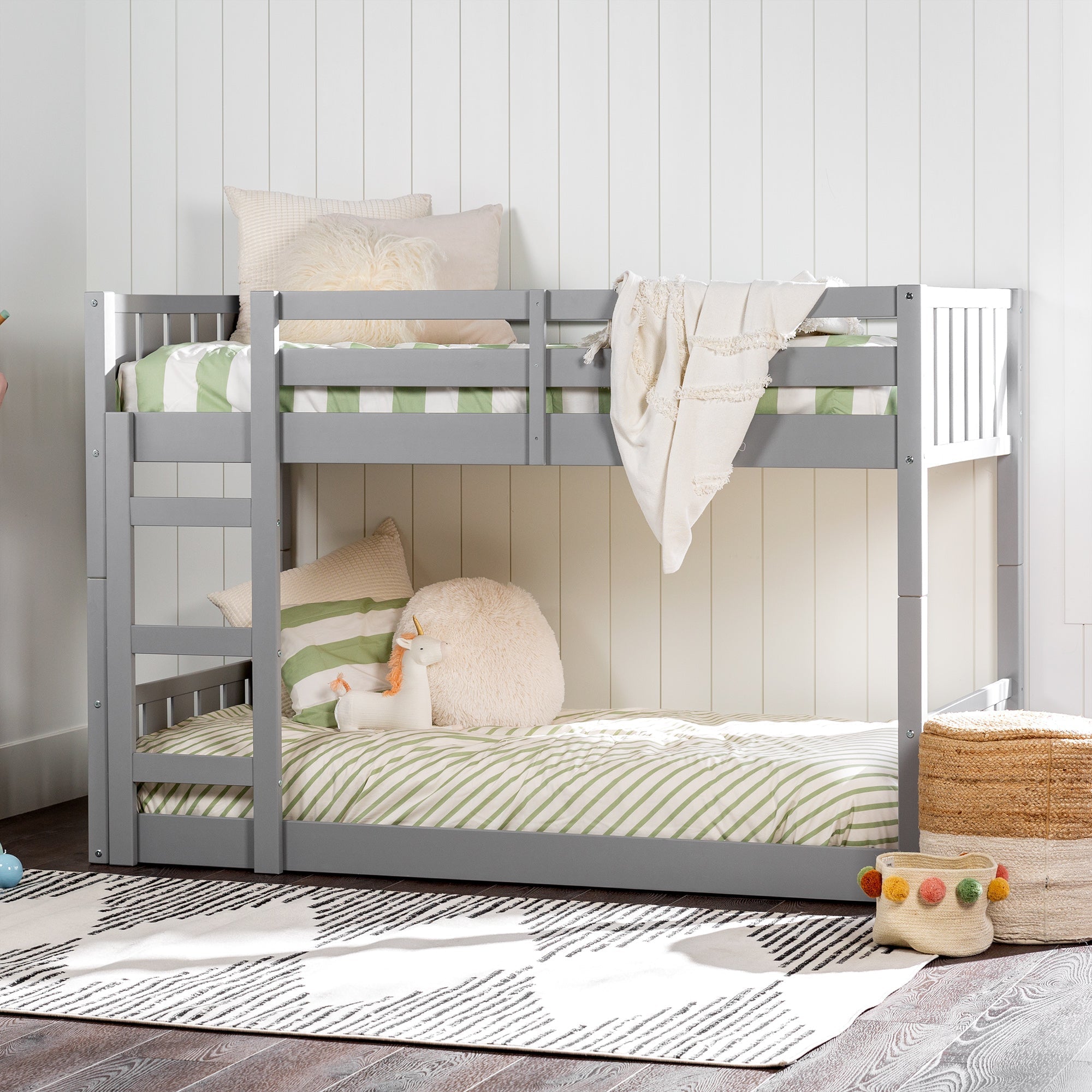 Twin Over Twin Solid Wood Slat Bunk Bed