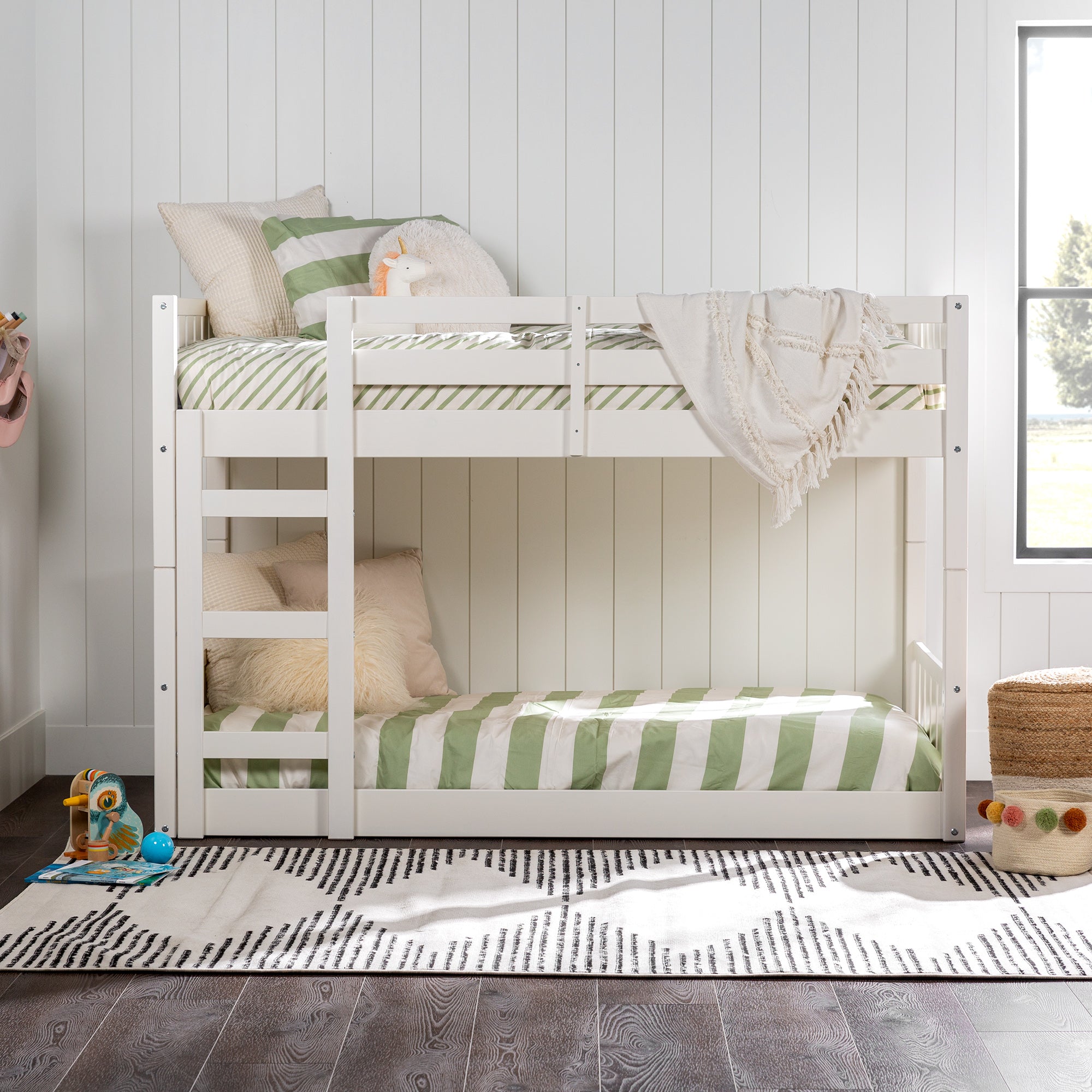 Twin Over Twin Solid Wood Slat Bunk Bed