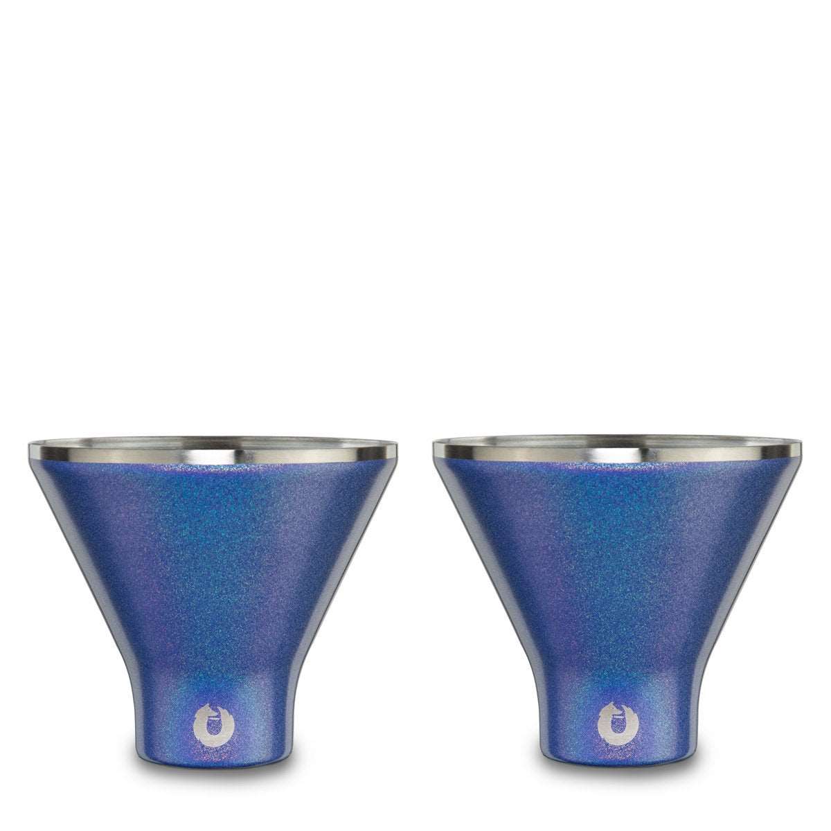 Stainless Steel Martini Glass, Set of 2 - Shimmer Blue