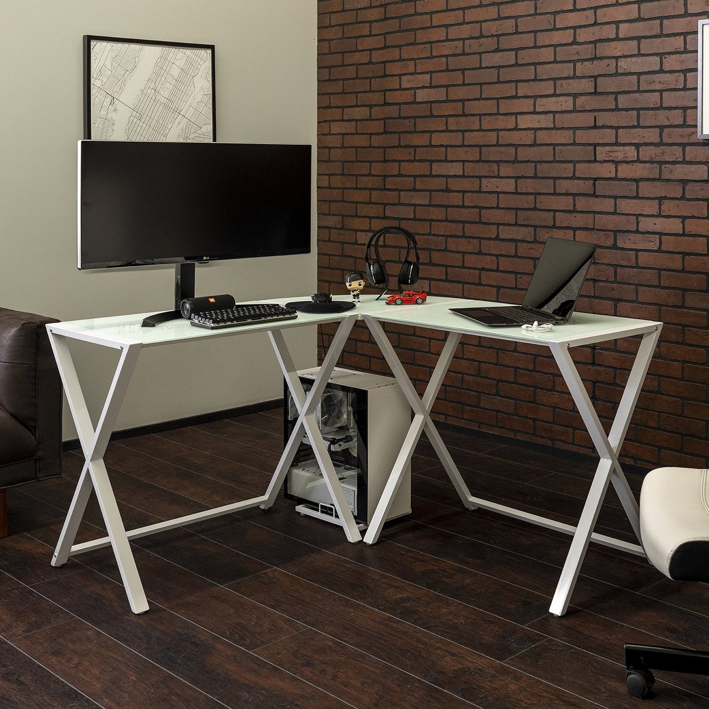 X Frame Modern Corner Gaming Desk