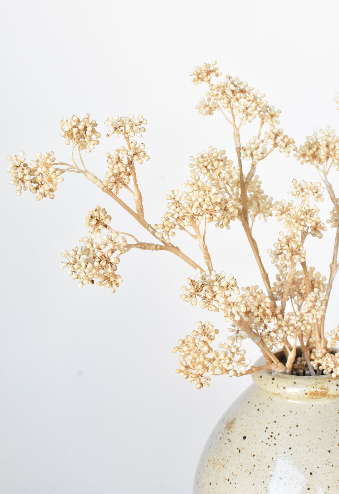 Sedum Berry Stem, 17", Cream, Real Touch