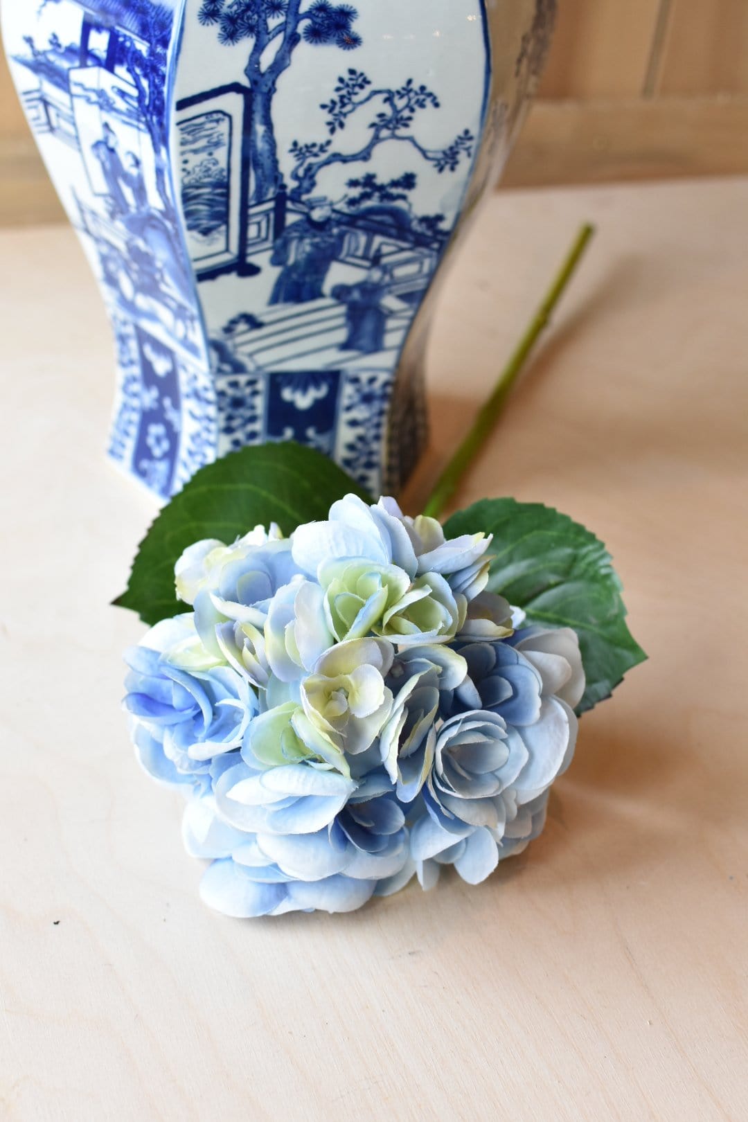 Hydrangea Stem, 19", Soft Blue