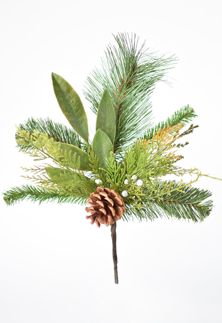 Pinecone, Cedar & Pine Mixed Stem, 15.5"