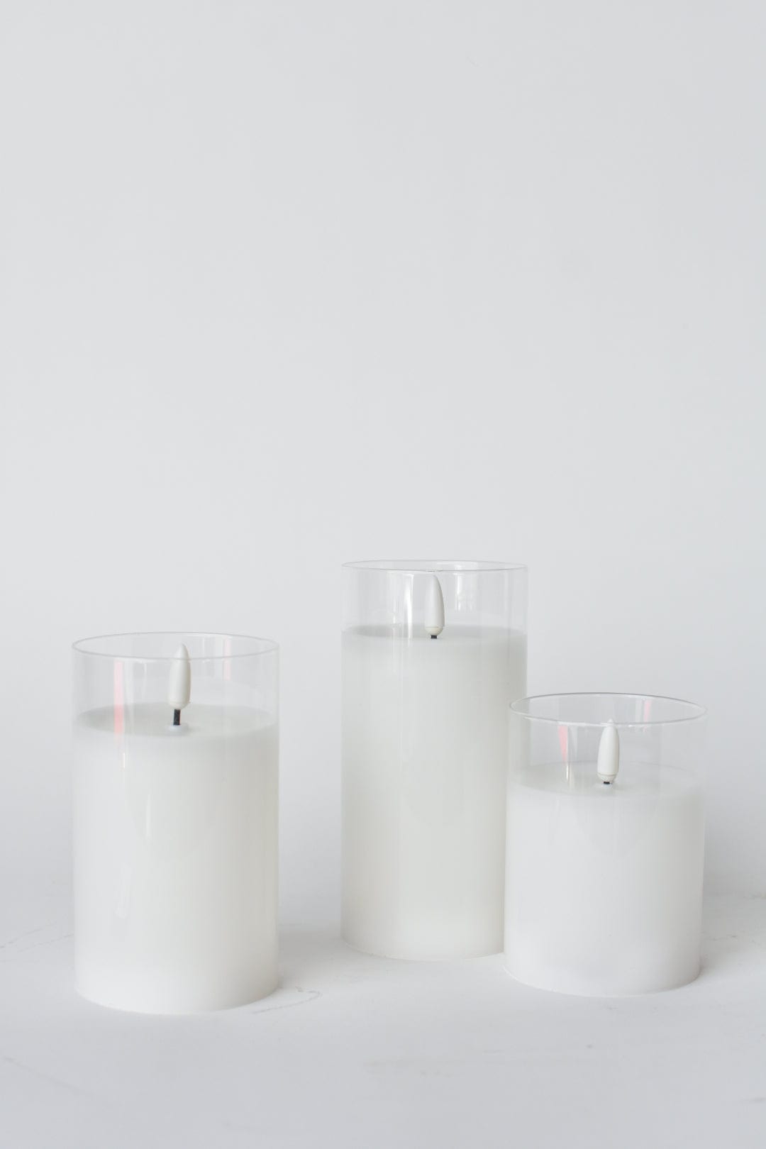 LED Flickering Candles in Glass Vase (Set of 3)