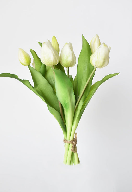 Tulip Stem Bundle, 11.75", White, Real Touch