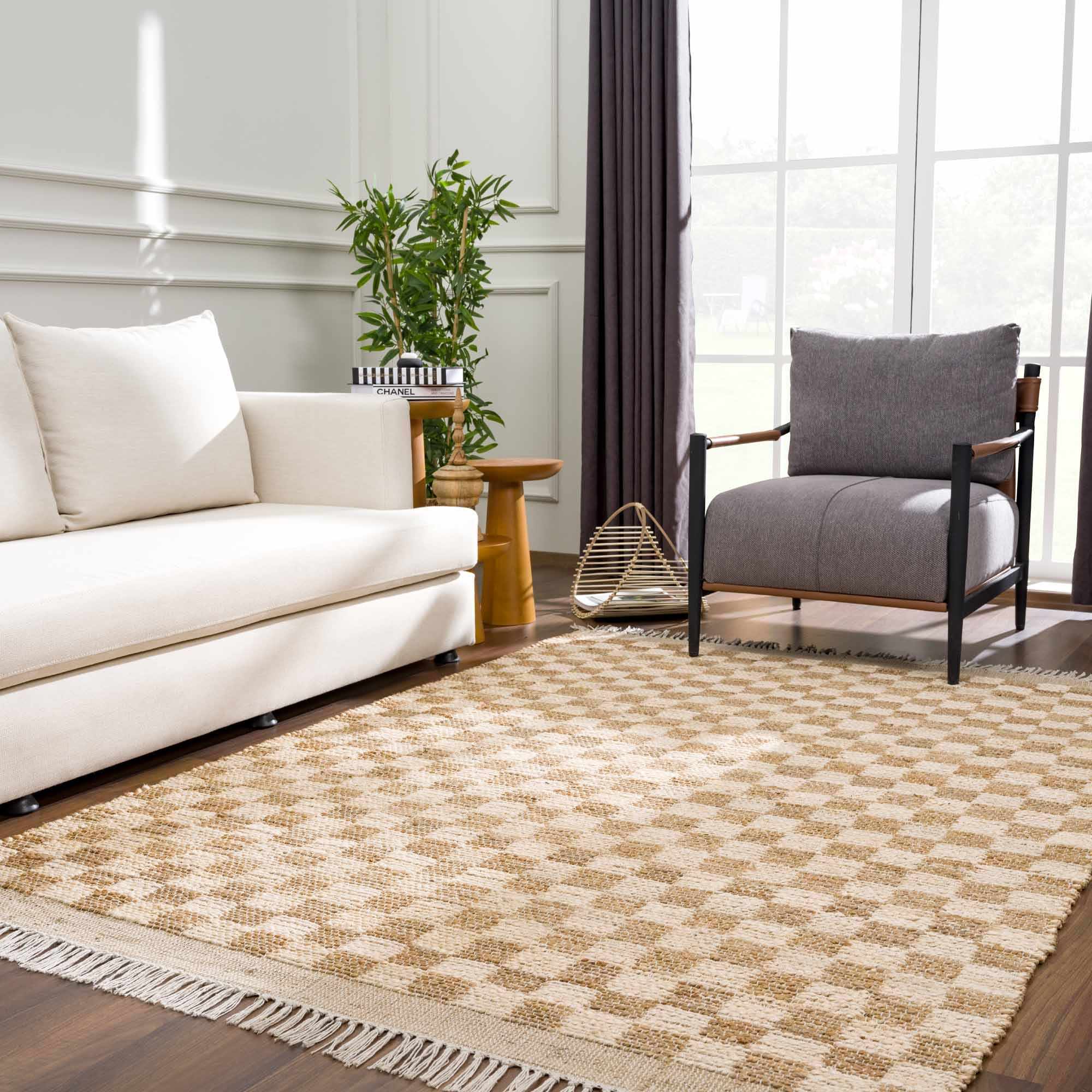 Ionut Checkered Jute Rug