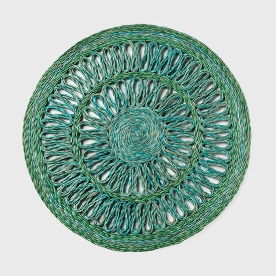 Loopy Straw Placemats, Emerald, Set of Four