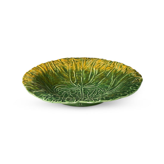 Green Cabbage Leaf Ceramic Charger, 14"