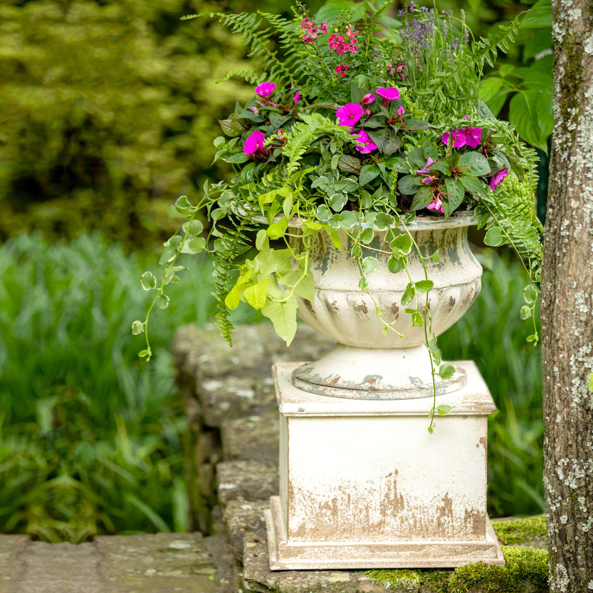 Metal Urn & Pedestal