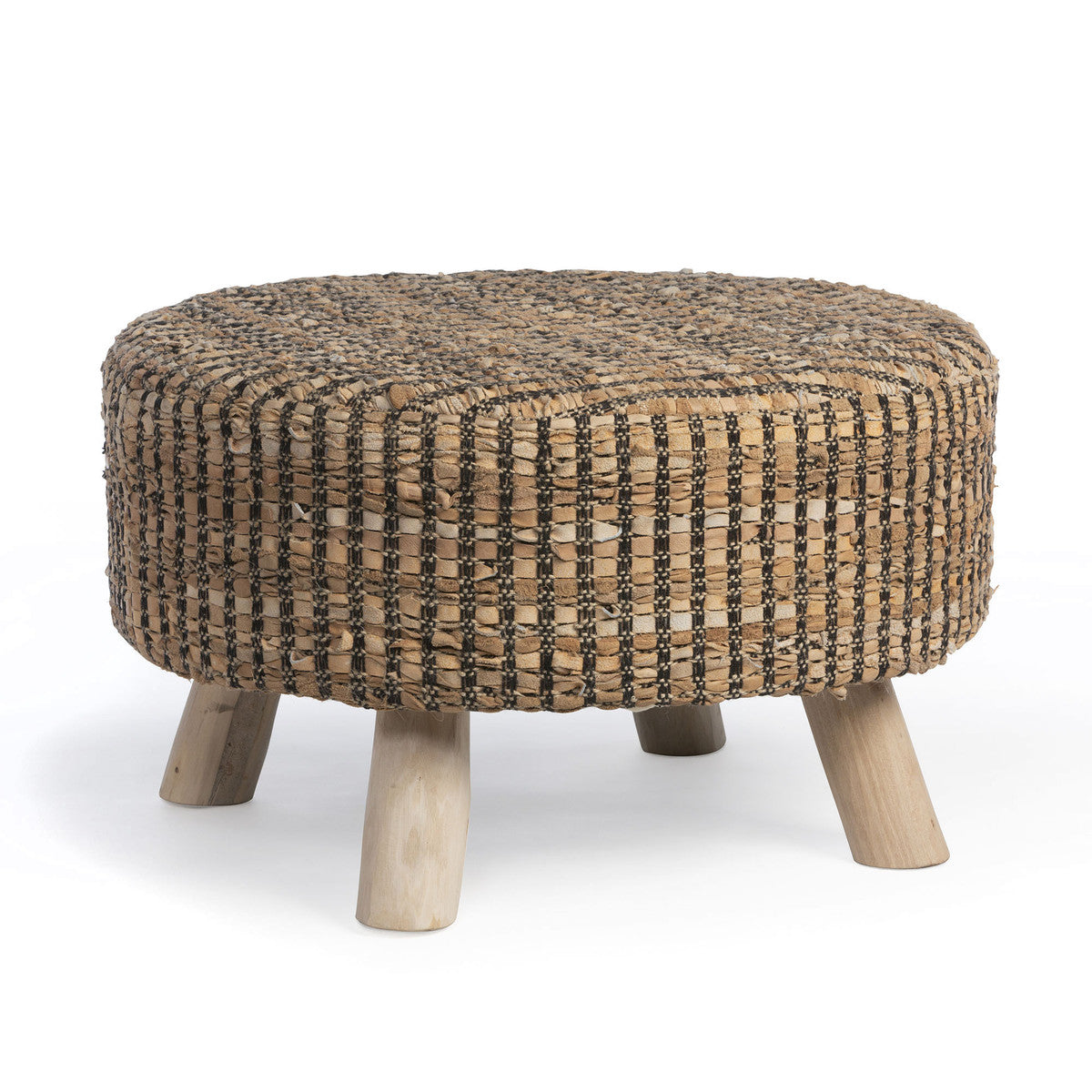 Woven Recycled Leather Stool