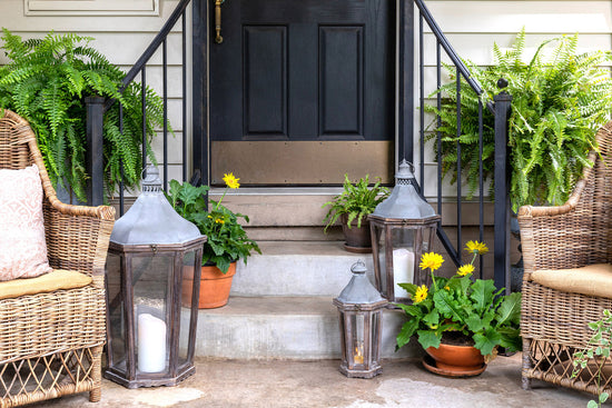 Wood & Galvanized Metal Lantern, Medium