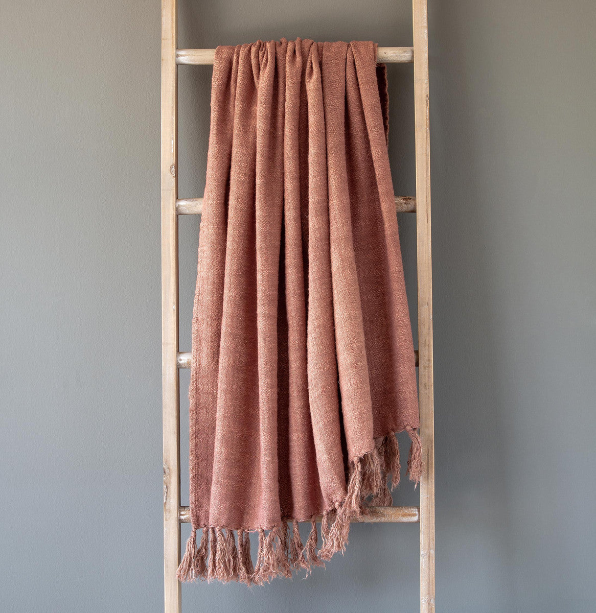 Washed Linen Throw, Faded Coral