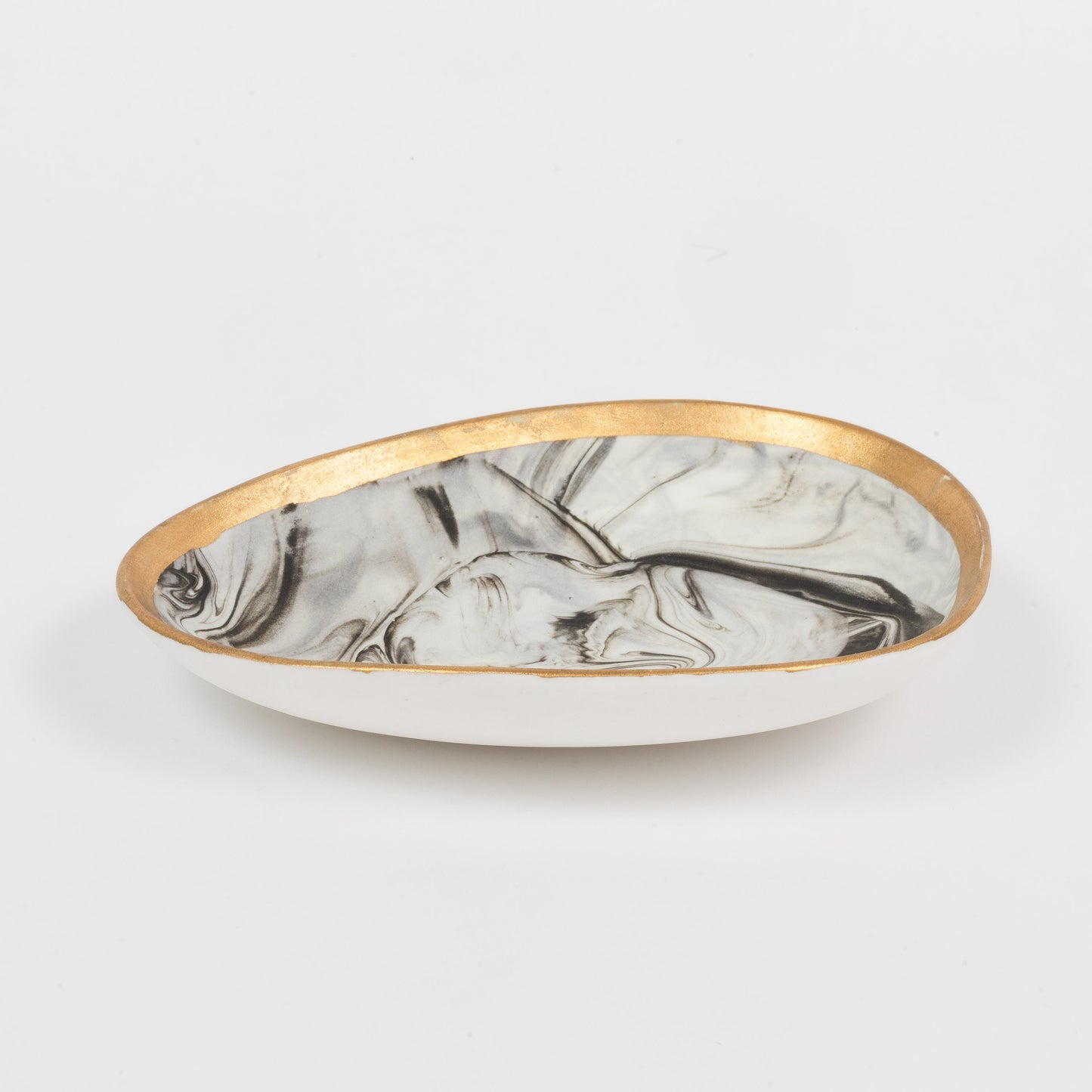 Marbleized Porcelain Ring Dish, Grey