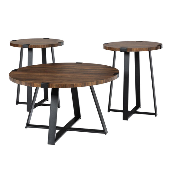 3 Piece Metal Wrap Coffee & Side Table Group