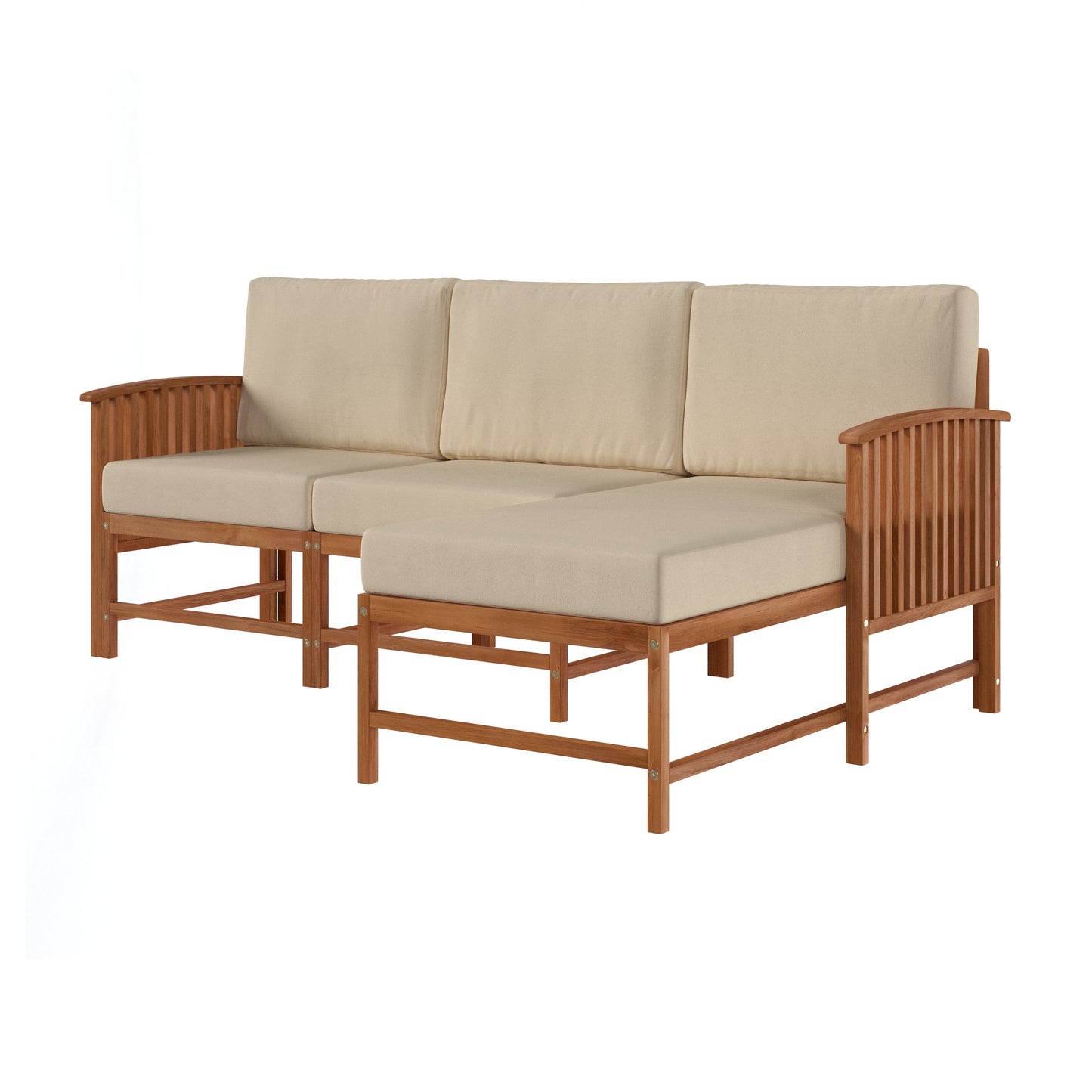 Midland Modern Solid Wood 3-Piece Outdoor Sectional Set