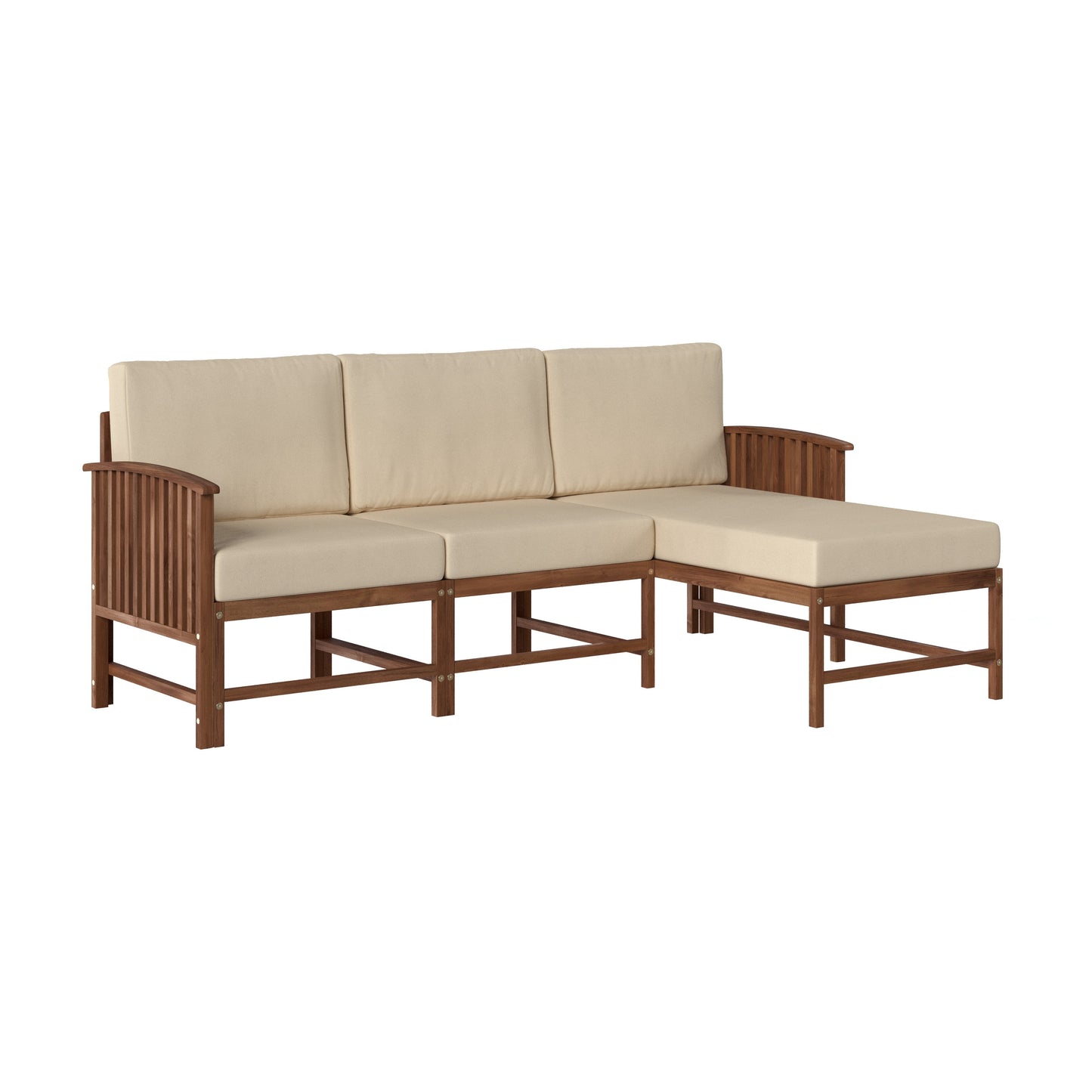 Midland Modern Solid Wood 3-Piece Outdoor Sectional Set