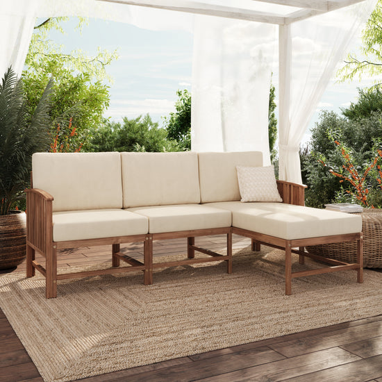 Midland Modern Solid Wood 3-Piece Outdoor Sectional Set