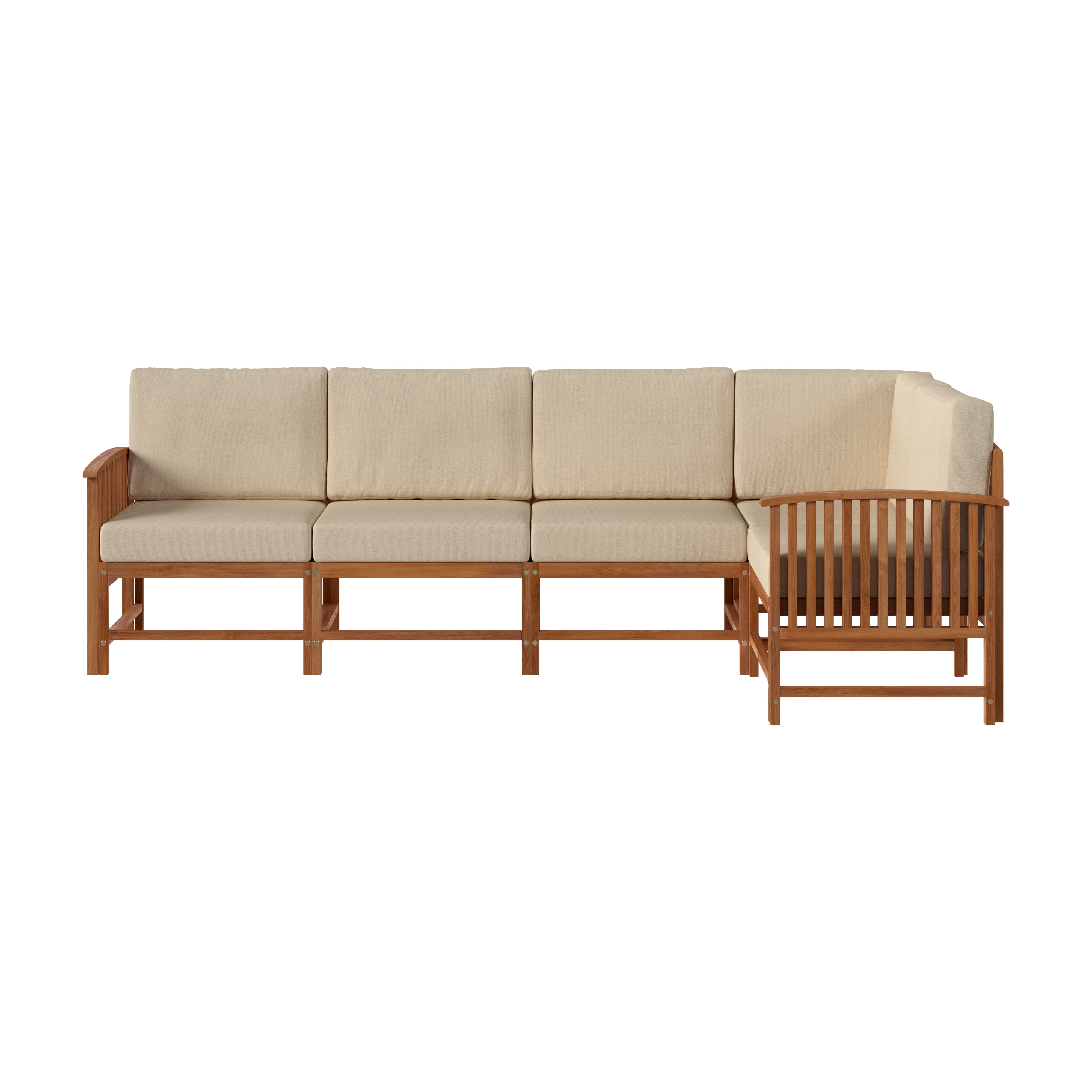 Midland Modern Solid Wood 5-Piece Outdoor Sectional Set