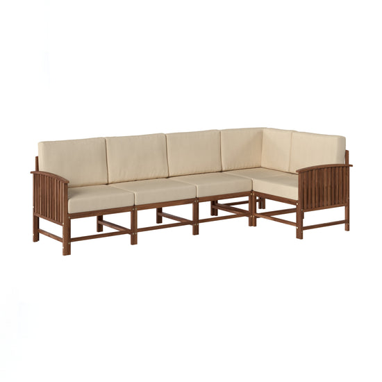 Midland Modern Solid Wood 5-Piece Outdoor Sectional Set