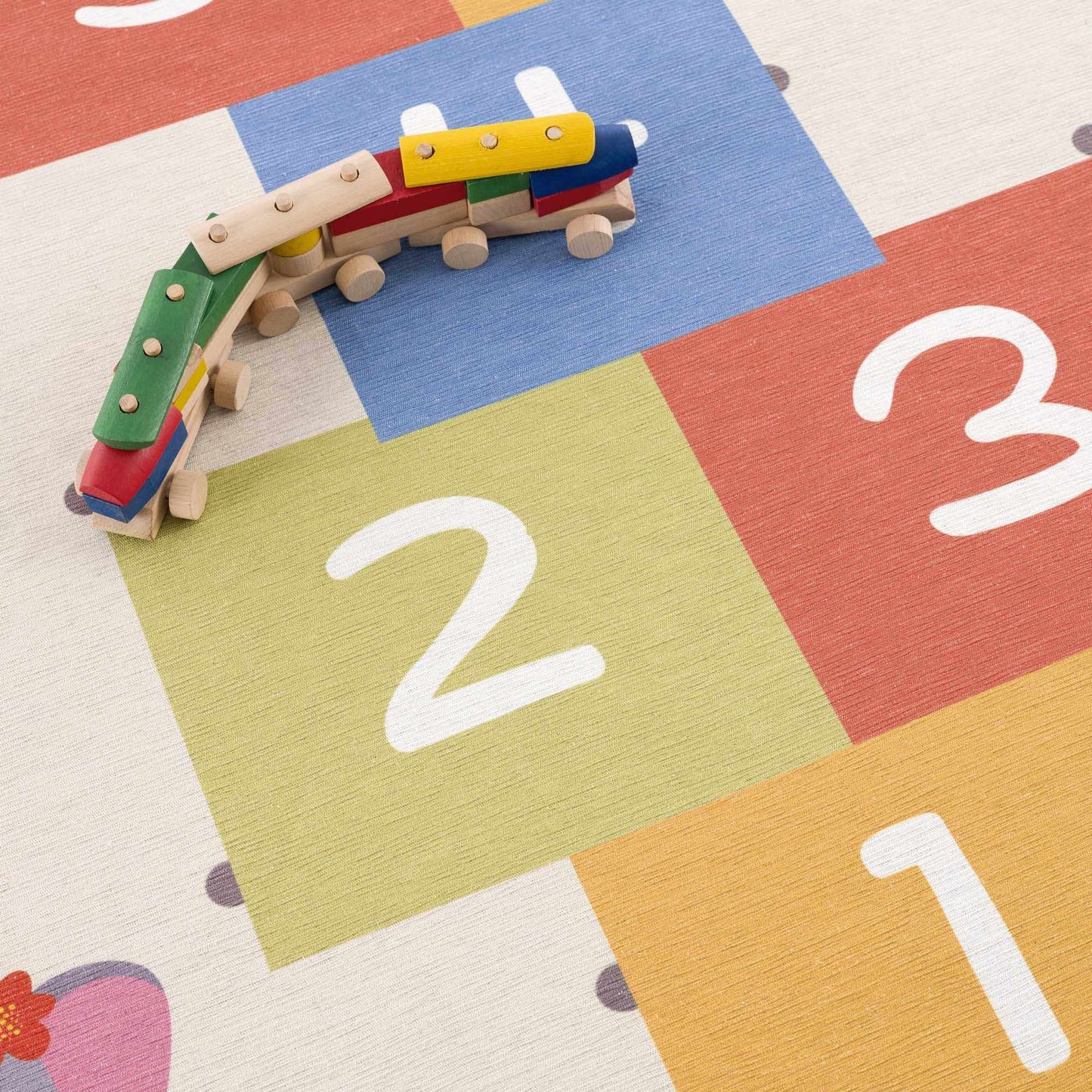 Kids Washable Area Rug, Colorful Lundy Hopscotch