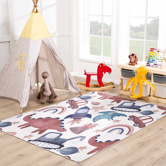 Kids Washable Area Rug, Libra Rainbow