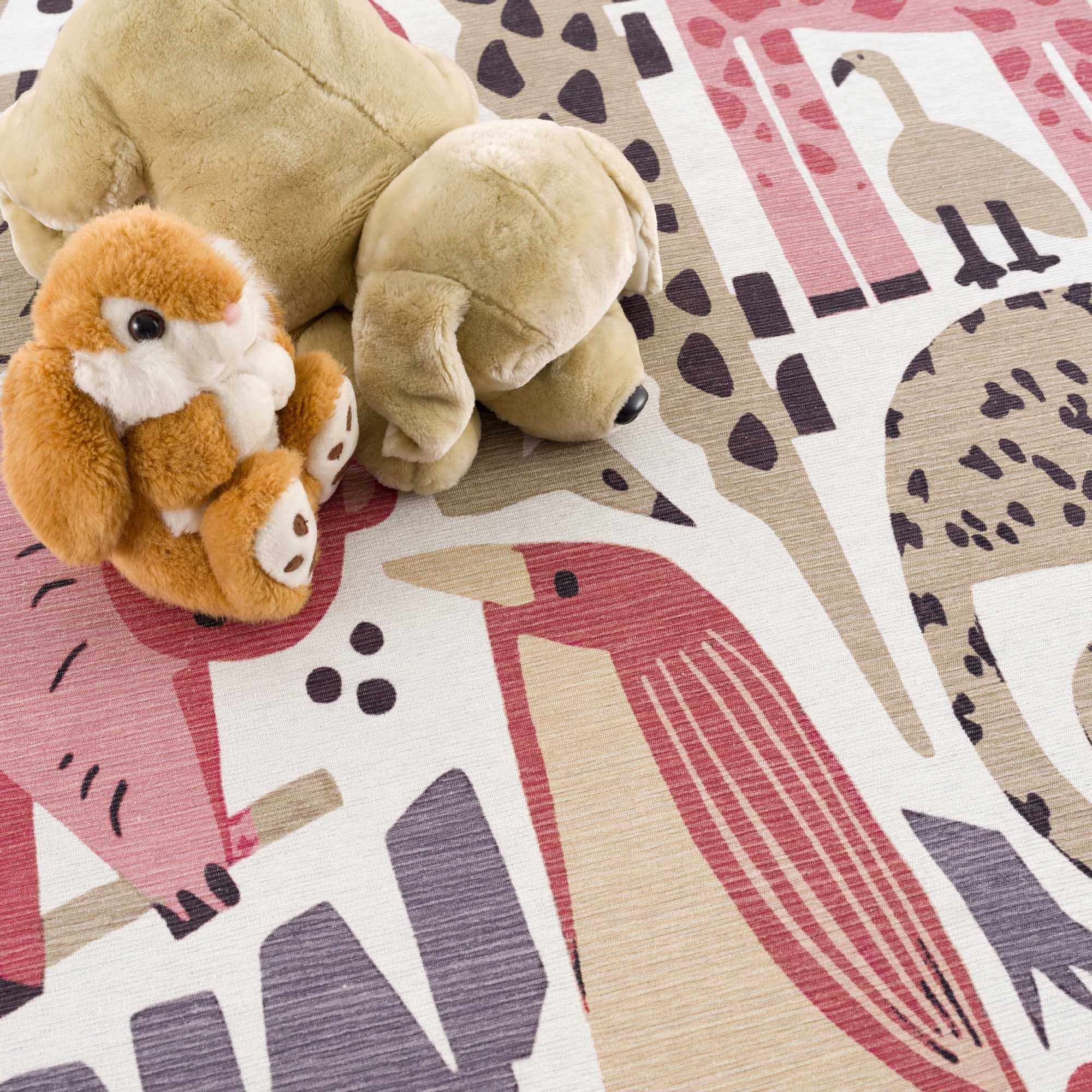 Kids Washable Area Rug, Natal Animal Print