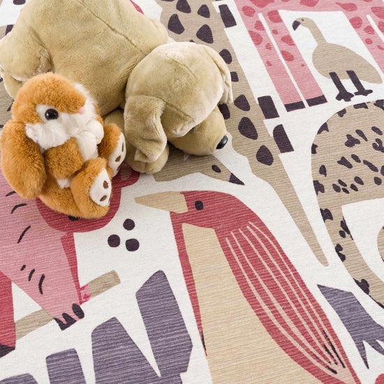 Kids Washable Area Rug, Natal Animal Print