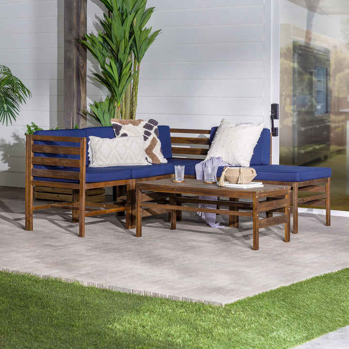 Modern Cushioned Modular 6 Piece Acacia Patio Set