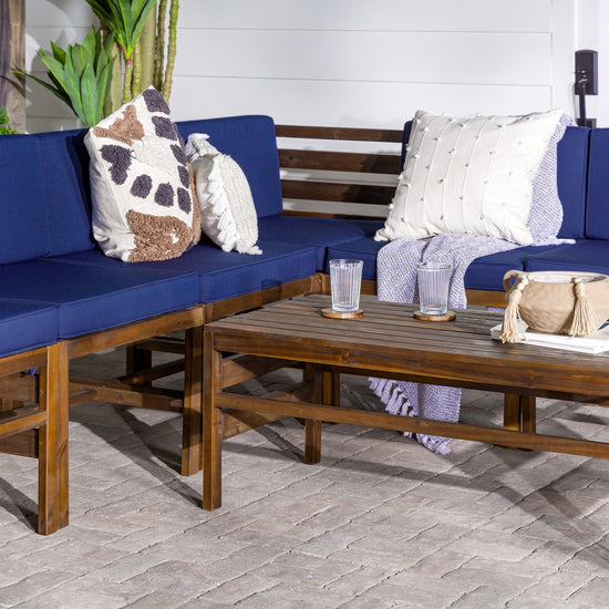 Modern Cushioned Modular 7 Piece Acacia Patio Set