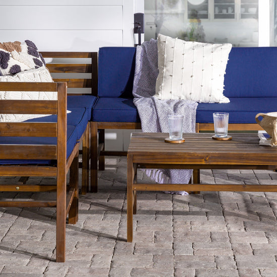 Modern Cushioned Modular 7 Piece Acacia Patio Set