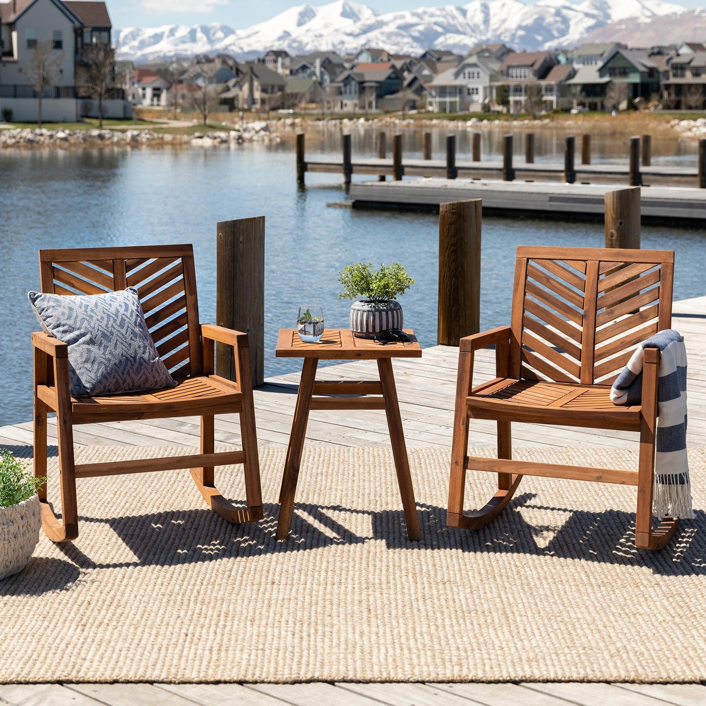 Vincent 3-Piece Outdoor Rocking Chair Chat Set