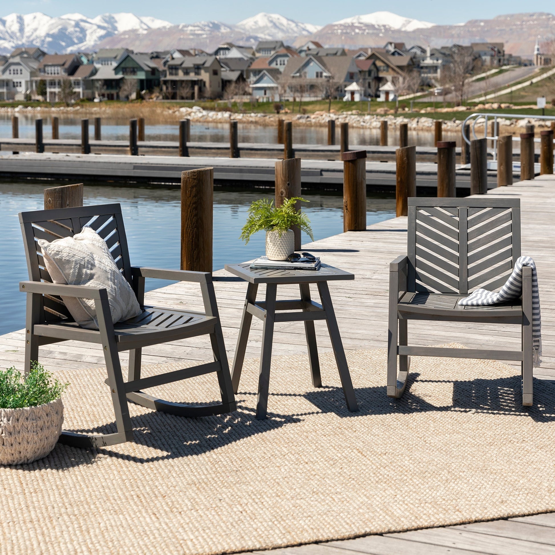 Vincent 3-Piece Outdoor Rocking Chair Chat Set