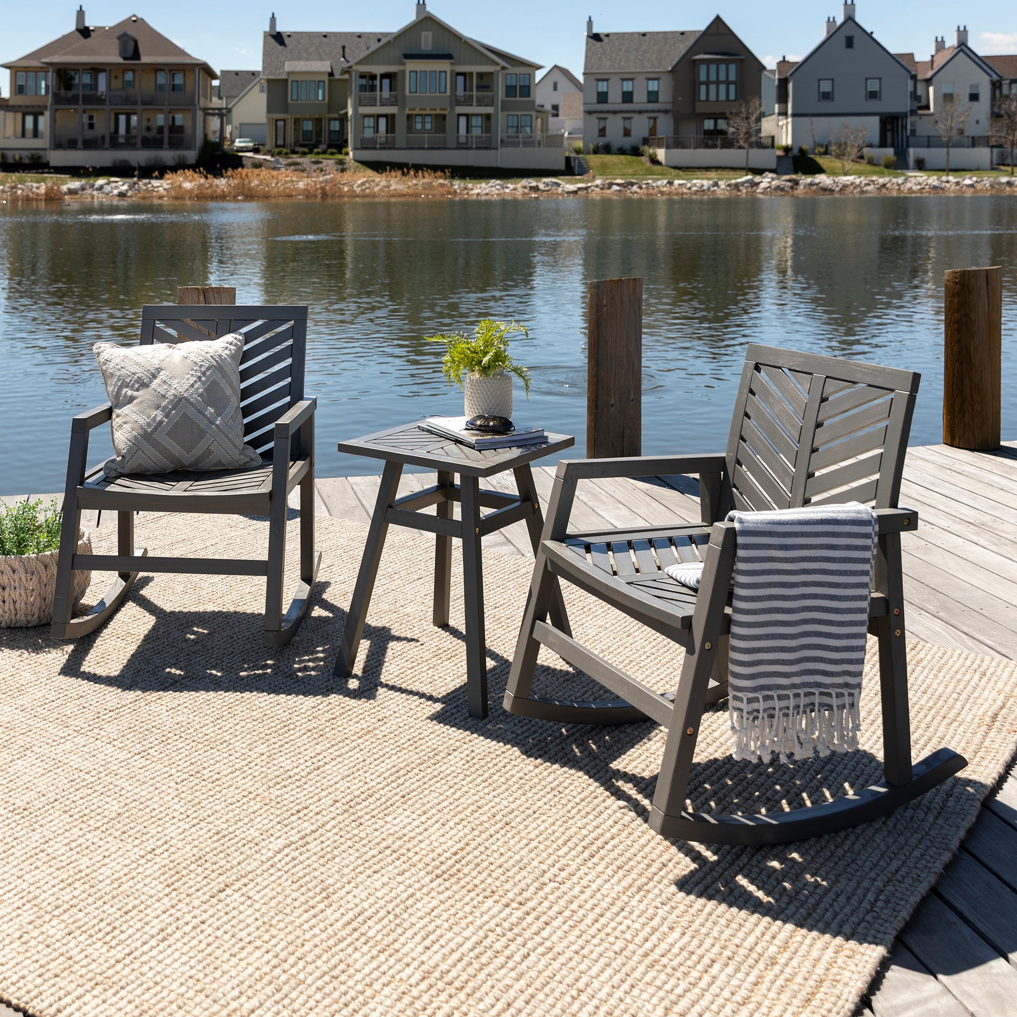 Vincent 3-Piece Outdoor Rocking Chair Chat Set