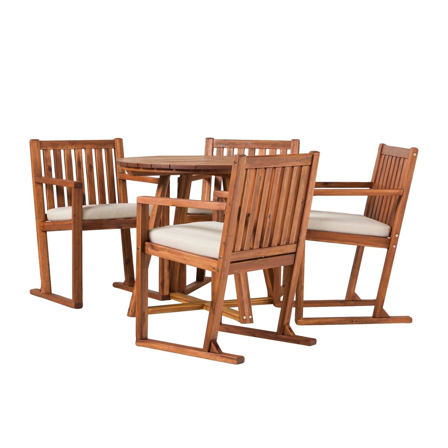 Prenton 5-Piece Modern Solid Wood Geometric Outdoor Dining Set