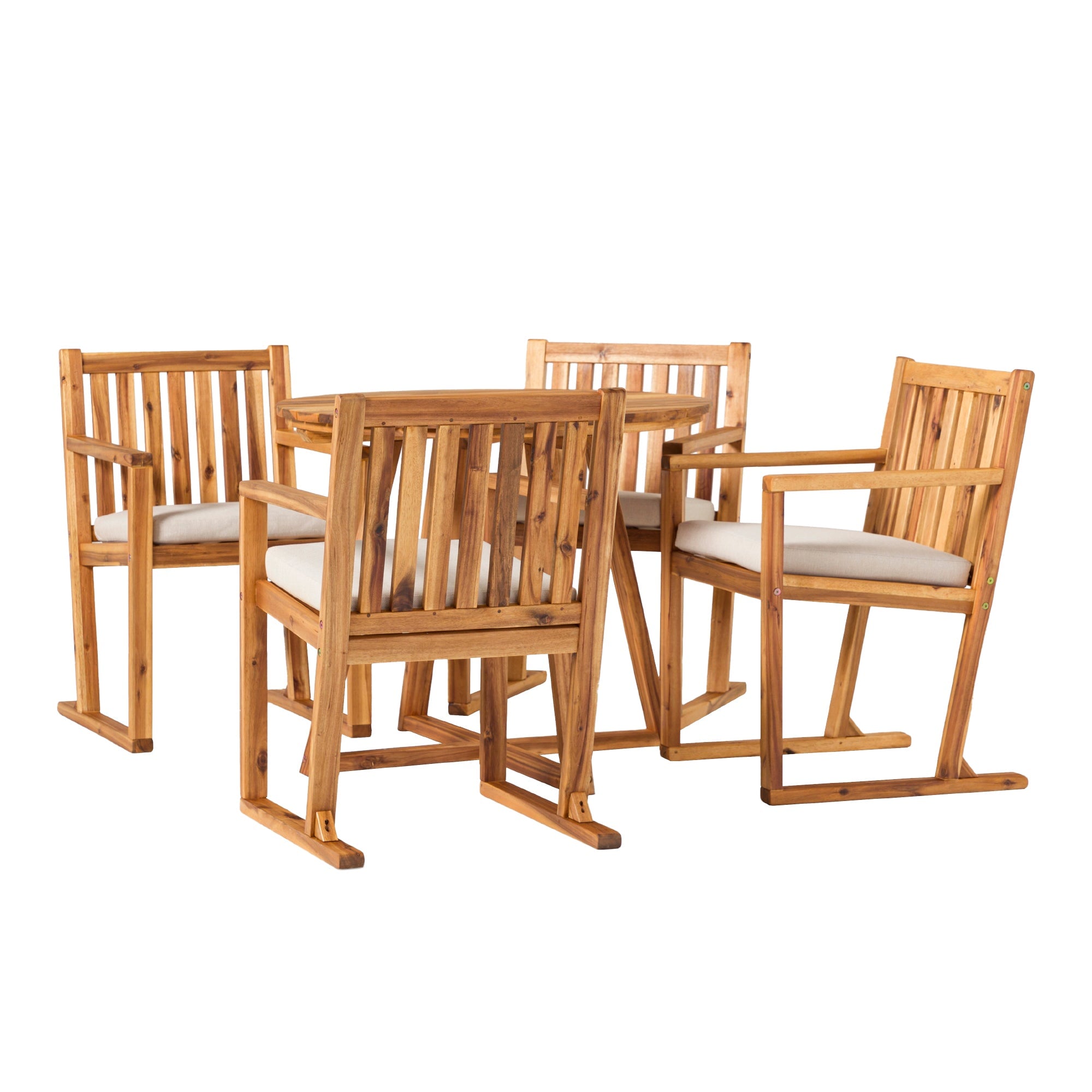 Prenton 5-Piece Modern Solid Wood Geometric Outdoor Dining Set