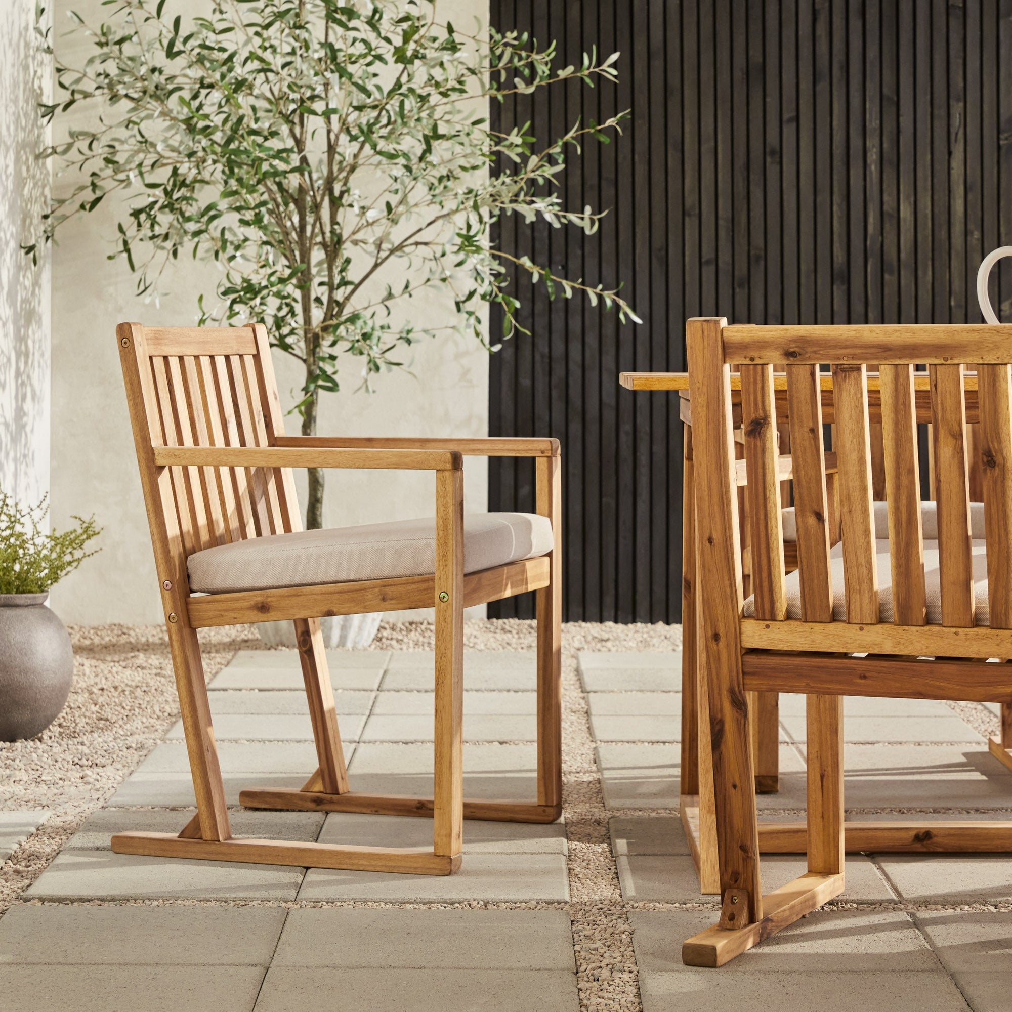 Prenton 7-Piece Modern Solid Wood Geometric Outdoor Dining Set