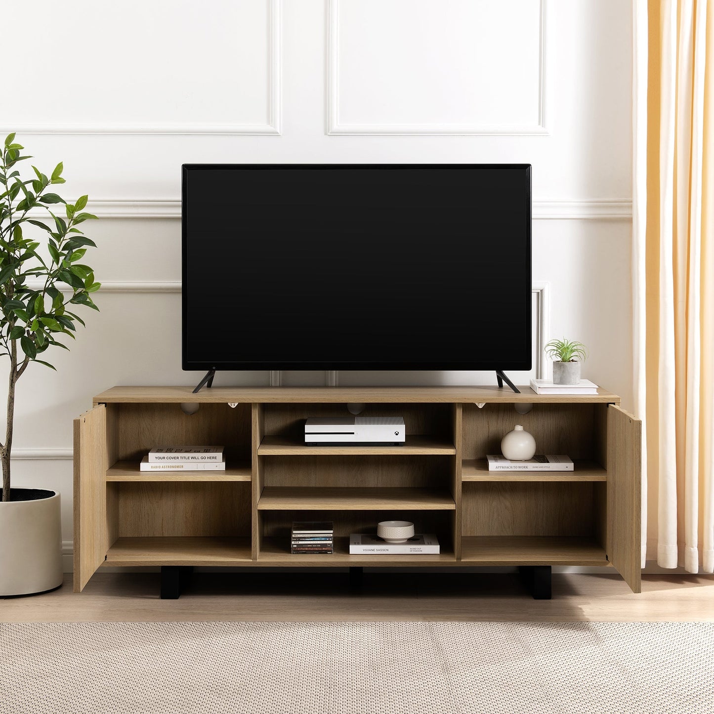 Girona 60" Modern TV Stand with Paneled Doors