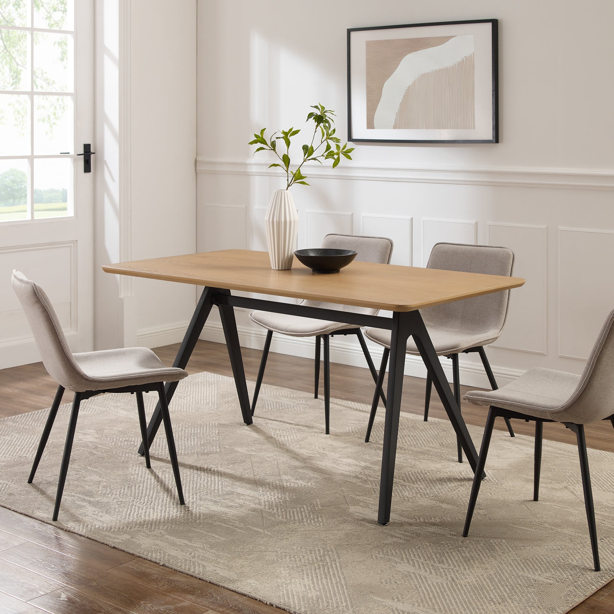 Garret 60" Modern Industrial Veneer and Metal Dining Table