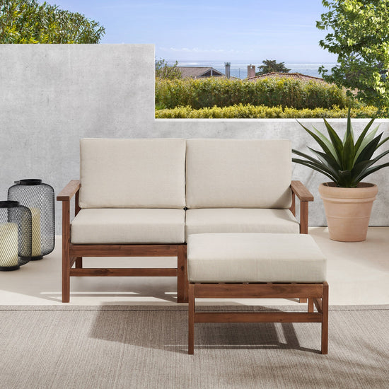 Vincent 3-Piece Modern Chevron Acacia Outdoor Sectional