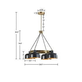 Abbott 4-LT Chandelier - Black/Gold - Mac & Mabel