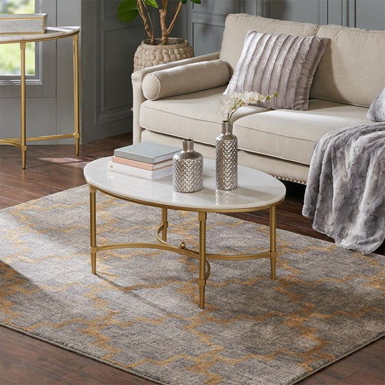 Bordeaux Coffee table - White/Gold - Mac & Mabel