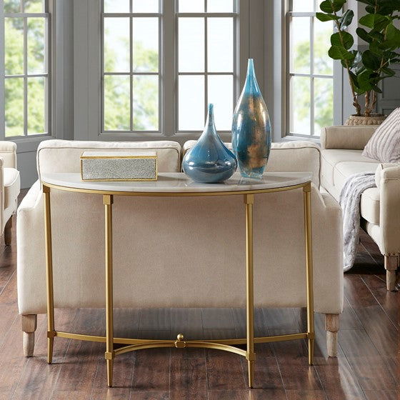 Bordeaux Console table - White/Gold - Mac & Mabel