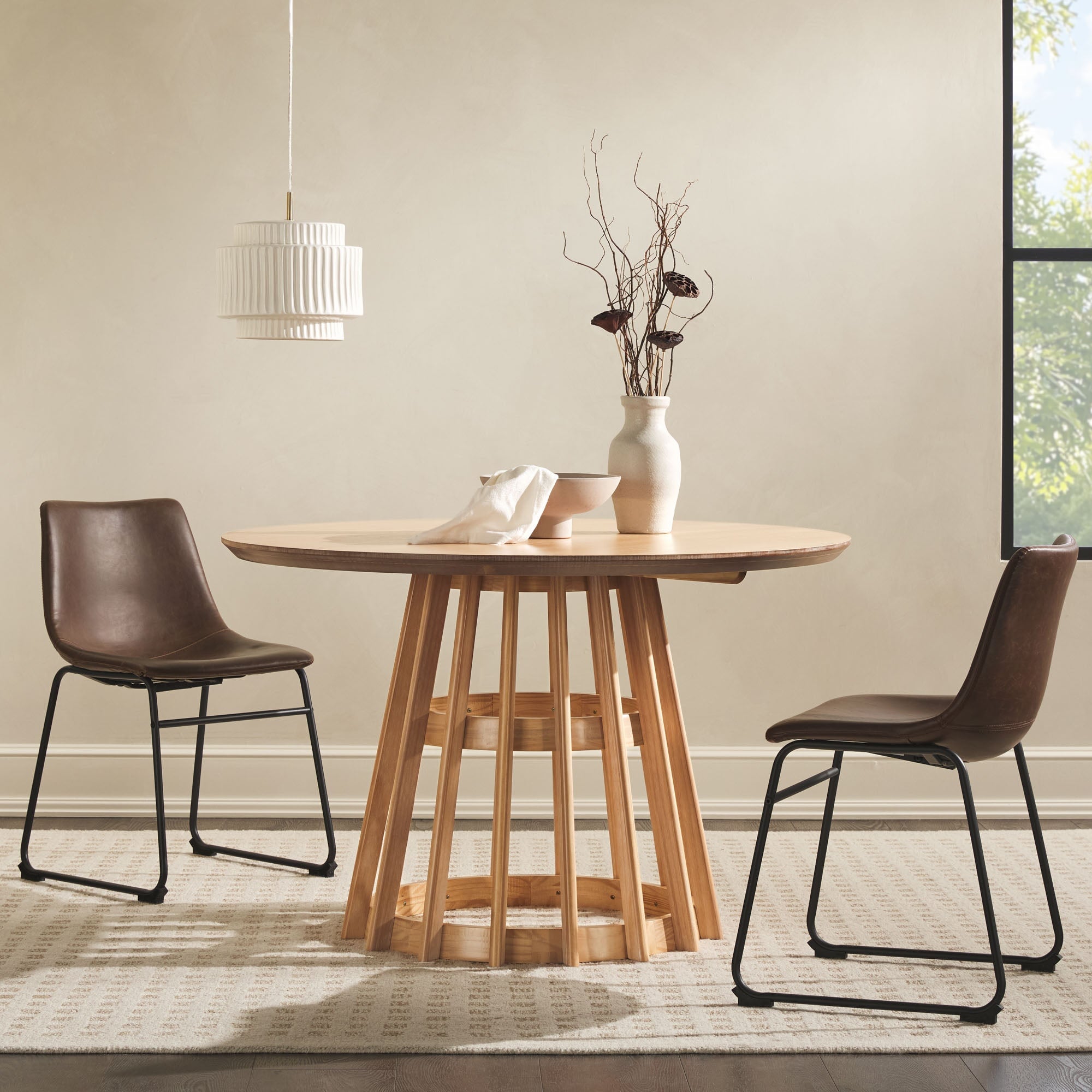 Modern 48 Round Solid Wood Dining Table