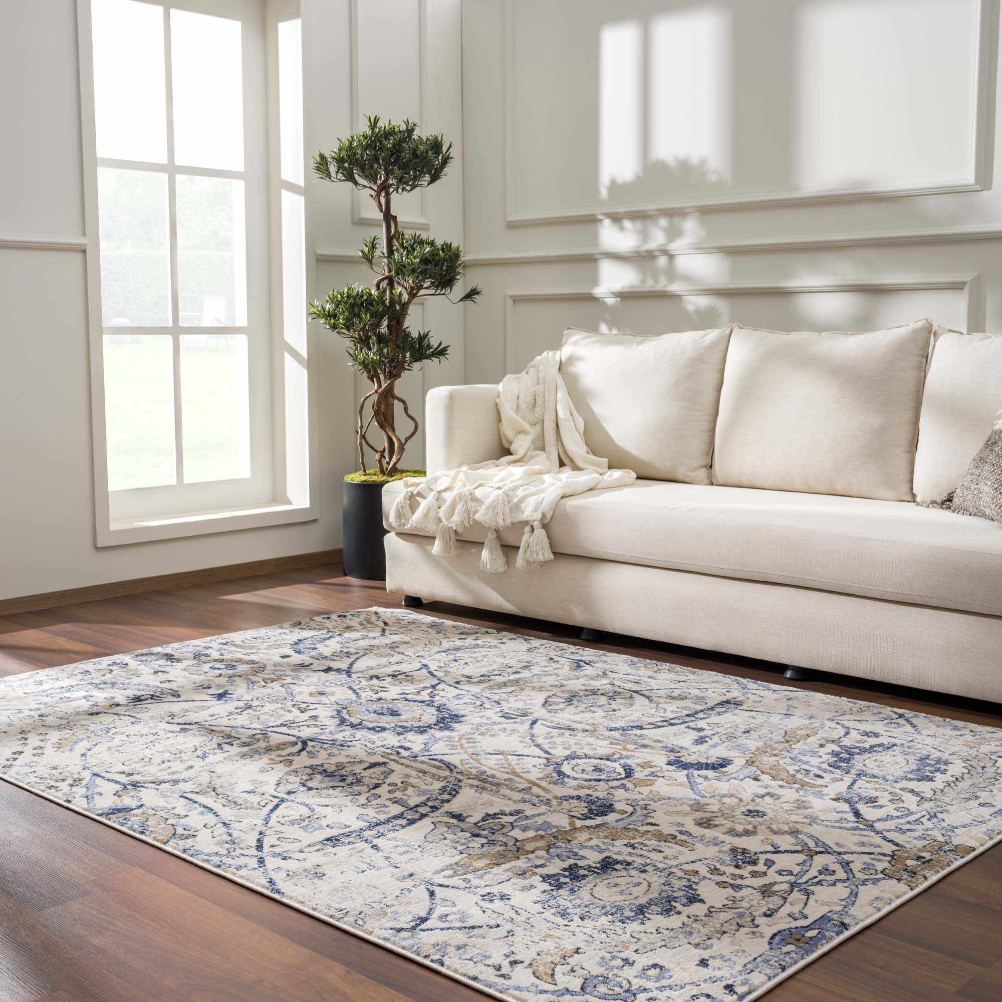 Georgiana Polypropylene Rug, Beige & Blue