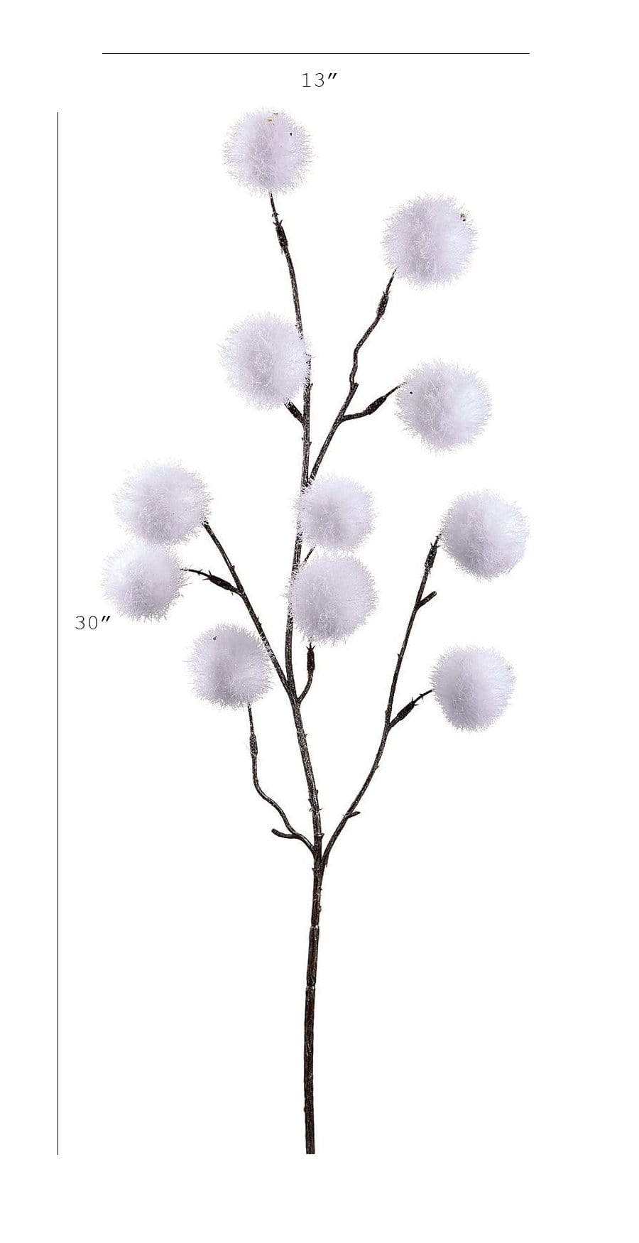 Glitter Pom-Pom Stem, 30", White